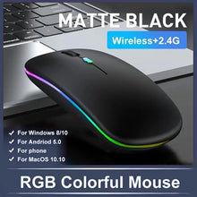 Lade das Bild in den Galerie-Viewer, RGB Funkmaus – Bluetooth & 2,4GHz – Wiederaufladbar & Leise
