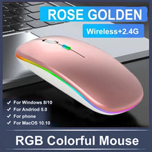 Lade das Bild in den Galerie-Viewer, RGB Funkmaus – Bluetooth &amp; 2,4GHz – Wiederaufladbar &amp; Leise
