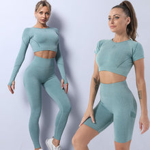 Lade das Bild in den Galerie-Viewer, Seamless Yoga Set für Damen | Leggings, Shorts und Top - [product_type - selley.de
