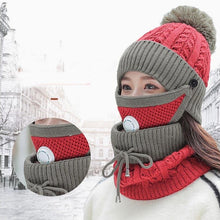 Lade das Bild in den Galerie-Viewer, Warme Strickmütze mit Schal und Maske | 3er Set - selley.de
