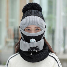 Lade das Bild in den Galerie-Viewer, Warme Strickmütze mit Schal und Maske | 3er Set - selley.de
