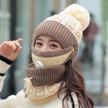 Lade das Bild in den Galerie-Viewer, Warme Strickmütze mit Schal und Maske | 3er Set - selley.de
