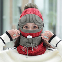 Lade das Bild in den Galerie-Viewer, Warme Strickmütze mit Schal und Maske | 3er Set - selley.de
